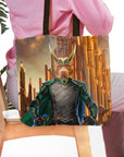 Personalized Loki Doggo tote bag featuring a custom royal pet portrait of a pit bull.
