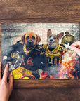 Personalized 2 pet puzzle featuring a Labrador and Corgi in New Orleans football uniforms.
