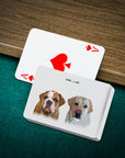 Personalized playing cards with custom modern pet portraits of a bulldog and labrador, "Carl & Jax".