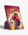 Personalized San Francisco 40Doggos standing canvas featuring a Rottweiler in a red football jersey and helmet.