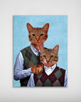 Personalized Step Kitties poster featuring two cats in argyle sweaters on a blue background.