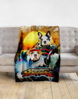 Personalized "Street Doggos 2" custom pet portrait blanket featuring two dogs in a vibrant, artistic style.
