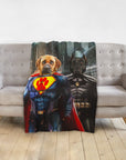 Manta personalizada para 2 mascotas 'Superdog & Batdog'