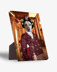 Personalized 'Asian Empress' pet portrait standing canvas featuring a dog in a traditional red hanbok.