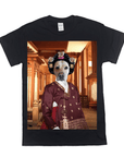 Black Gildan t-shirt featuring a personalized portrait of a dog in a traditional Korean hanbok.