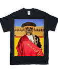 Black Gildan t-shirt with a personalized boxer dog in a matador costume, holding a red cape.
