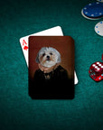 Custom Duchess personalized playing card featuring a Shih Tzu pet portrait on a green felt table with poker chips and dice.