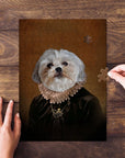 Personalized 'Duchess' pet puzzle featuring a Shih Tzu in a renaissance royal portrait style.