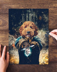 Personalized 'Hobdogg' pet puzzle featuring a custom dog portrait in a fantasy style.
