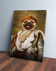 Personalized 'King Blep' pet canvas featuring a pug in a regal crown and royal robe.