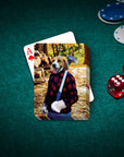 Personalized playing card featuring a beagle dog in a lumberjack outfit, holding an axe.