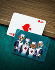 Custom personalized playing cards featuring four pets dressed as nurses.