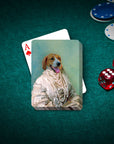 Personalized pet playing cards featuring a custom renaissance-style portrait of a beagle dog.