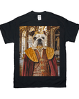 Black Gildan t-shirt featuring a bulldog in a royal "Prince" costume with a crown, against a palace backdrop.