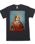 Black Gildan 100% cotton tee with a personalized Cavalier King Charles Spaniel in queen's attire.