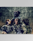 Manta personalizada para 4 mascotas 'The Army Veterans'