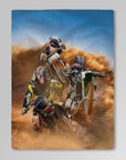 Manta personalizada para 3 mascotas 'The Motocross Riders'