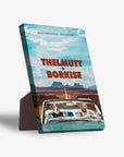 Personalized 'Thelmutt and Borkise' standing canvas with two dogs in a car, desert background, and blue sky.