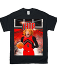 Black Gildan t-shirt featuring a dog in a red "Rapdogs" basketball jersey holding a ball.