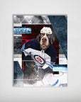 Personalized 'Winnepeg Doggos Hockey' pet poster featuring a Bernese Mountain Dog in a blue and white jersey.