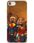 Funda personalizada para teléfono con 2 mascotas 'Superdog & Wonder Doggette'
