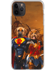 Funda personalizada para teléfono con 2 mascotas 'Superdog & Wonder Doggette'