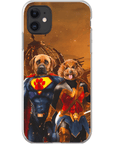 Funda personalizada para teléfono con 2 mascotas 'Superdog & Wonder Doggette'