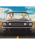 Manta personalizada para 2 mascotas 'The Classic Woofstang'