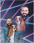 Rompecabezas personalizado 'Lazer Portrait Pet (femenino)/humano (masculino) de los años 80'