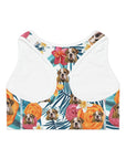 Bra deportivo personalizado (blanco floral: 1-4 mascotas)