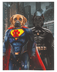 Manta personalizada para 2 mascotas 'Superdog & Batdog'