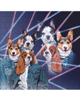 Rompecabezas personalizado de 3 mascotas 'Retrato Lazer de los años 80 (hembras)'