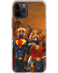Funda personalizada para teléfono con 2 mascotas 'Superdog & Wonder Doggette'