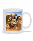 Taza personalizada para 2 mascotas 'The Motocross Riders'