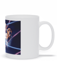 Taza personalizada con 3 mascotas 'Retrato Lazer de los años 80 (hombres)'