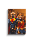 Lienzo personalizado para 2 mascotas 'Superdog & Wonder Doggette'