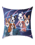 Cojín personalizado para 3 mascotas 'Retrato Lazer de los años 80 (hembras)'