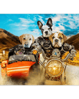 Mini retrato personalizado de 4 mascotas "Harley Wooferson"