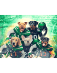 Lienzo personalizado con 5 mascotas de pie 'New York Jet-Doggos'