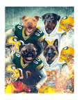 Lienzo personalizado para 4 mascotas de pie 'Green Bay Doggos'