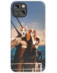 Funda personalizada para teléfono con 2 mascotas 'Titanic Doggos'