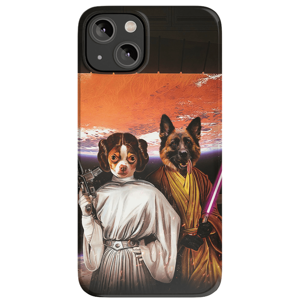 Funda personalizada para teléfono con 2 mascotas &#39;Princess Leidown &amp;amp; Jedi-Doggo&#39;