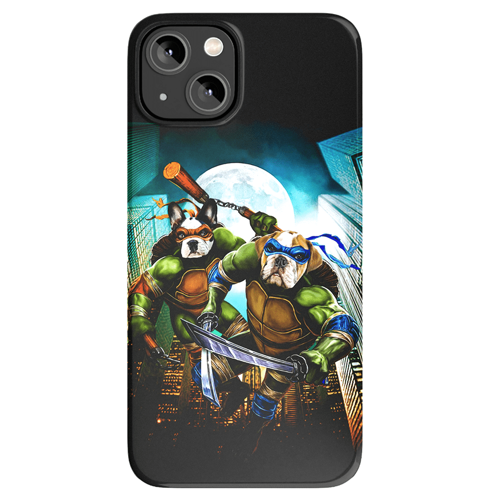 Funda personalizada para teléfono con 2 mascotas &#39;Teenage Mutant Ninja Doggos&#39;