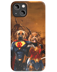 Funda personalizada para teléfono con 2 mascotas 'Superdog &amp; Wonder Doggette'