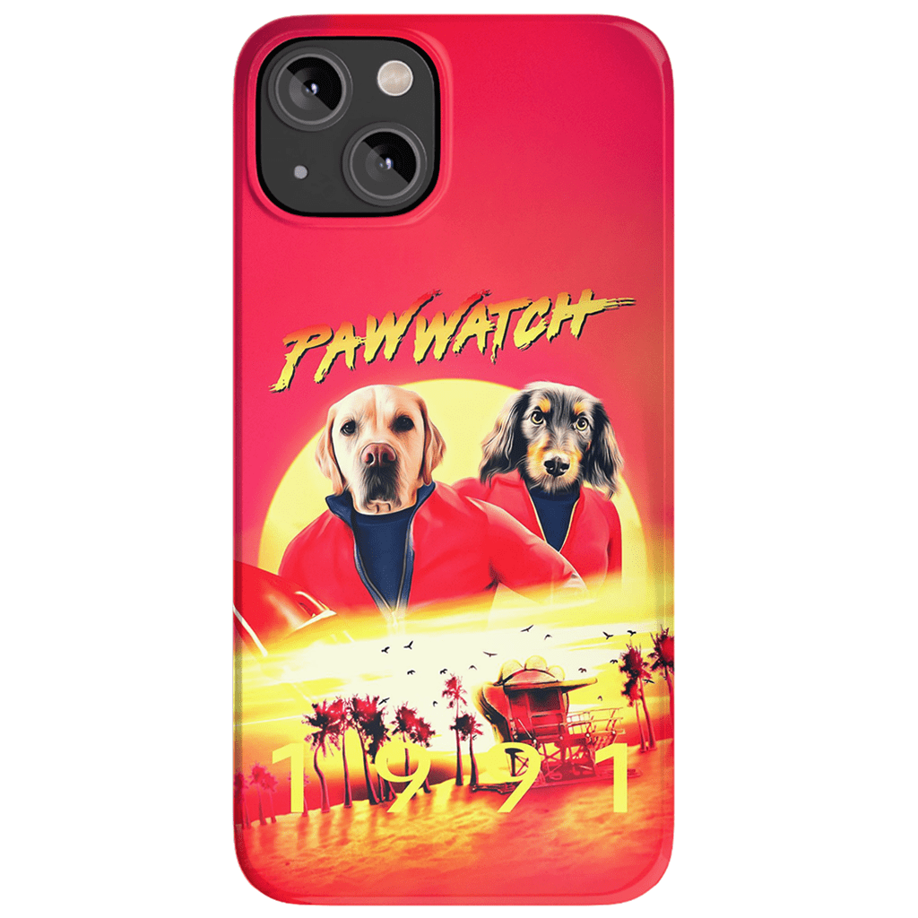 Funda personalizada para teléfono con 2 mascotas &#39;Paw Watch 1991&#39;