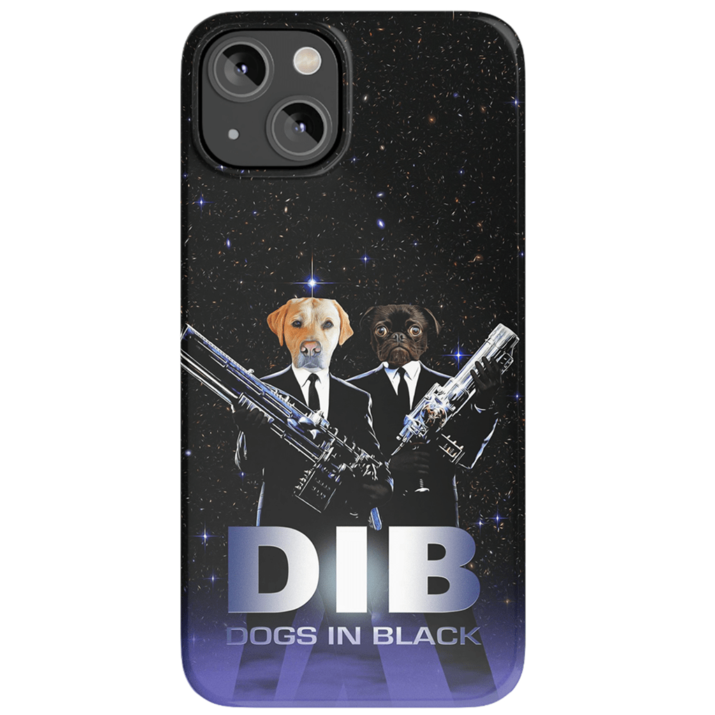 Funda personalizada para teléfono con 2 mascotas &#39;Perros de negro&#39;