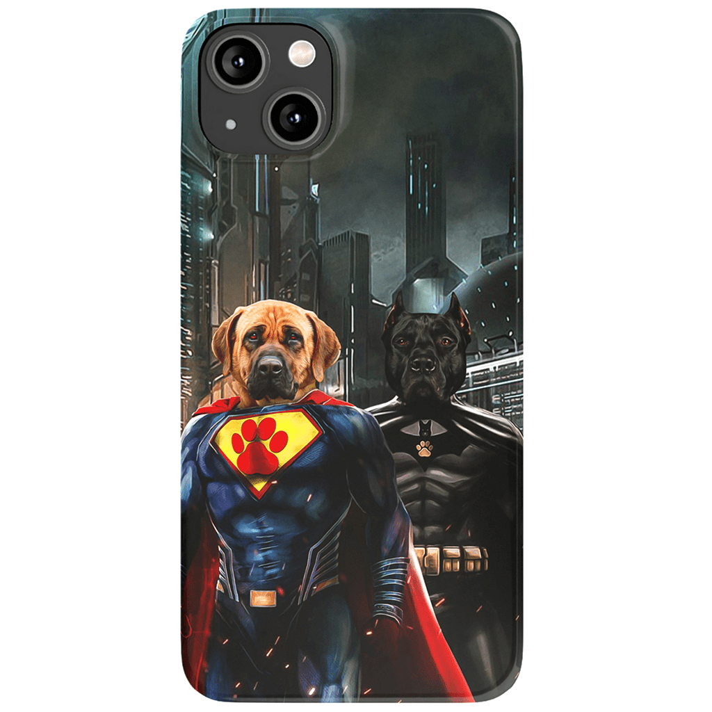 Funda personalizada para teléfono con 2 mascotas &#39;Superdog &amp;amp; Batdog&#39;