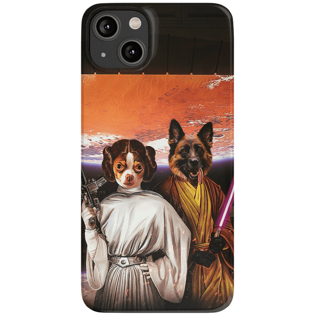 Funda personalizada para teléfono con 2 mascotas &#39;Princess Leidown &amp;amp; Jedi-Doggo&#39;