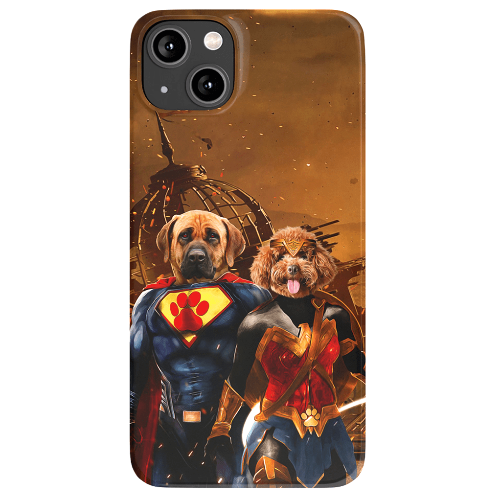 Funda personalizada para teléfono con 2 mascotas &#39;Superdog &amp;amp; Wonder Doggette&#39;