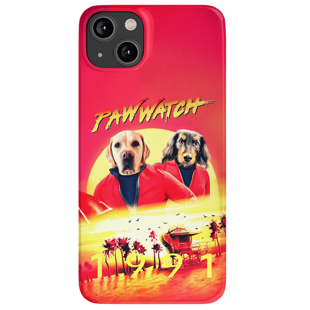 Funda personalizada para teléfono con 2 mascotas &#39;Paw Watch 1991&#39;